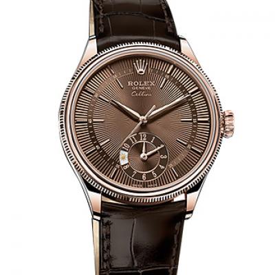 劳力士(ROLEX)切利尼系列50525棕面 18K玫瑰金 男士自动机械表手表