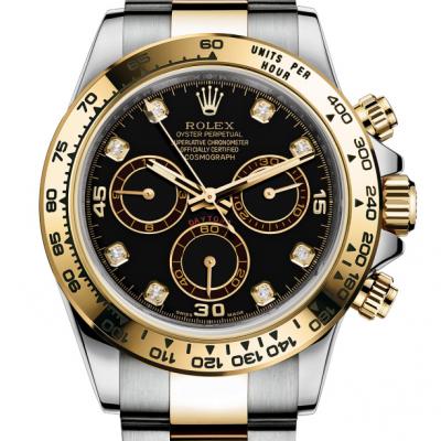 劳力士ROLEX宇宙计型迪通拿系列116503黑盘镶钻时标 18K金 男士自动机械手表 